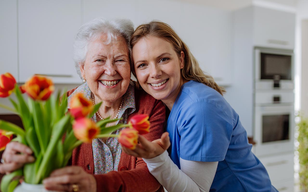 Caregiver assisting a Fraser Valley senior with daily personal care